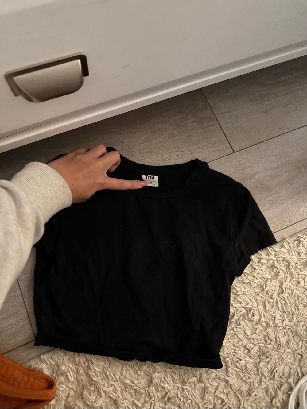 TNA Black Cropped Crew Tee